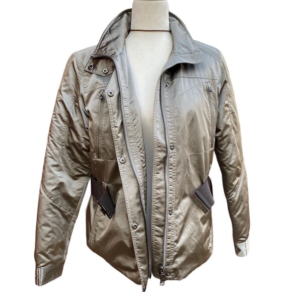 Lauren Ralph Lauren Active Silver/Gray Jacket Zipper/Snaps/Belt front closure M - Picture 2 of 11